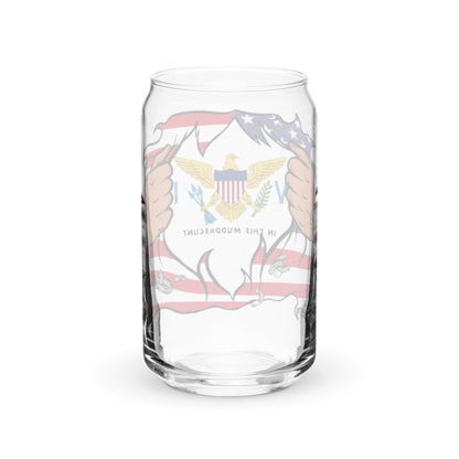 a glass with a flag and eagle on it