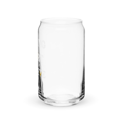 a clear glass with a black background